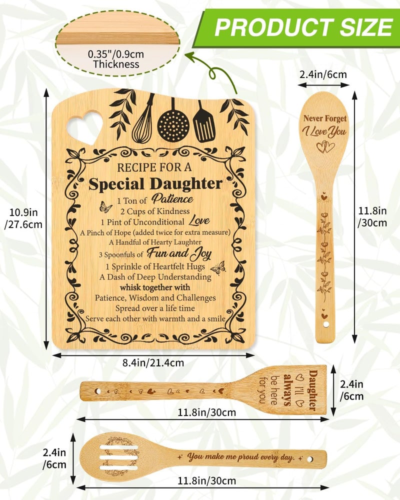 Aremdys Daughter Gifts from Mom Dad, Recipe for a Special Daughter Cutting Board Set Useful Kitchen Gift for Daughter, Valentine Birthday Tanksgiving Gifts for Daughter - Image 2